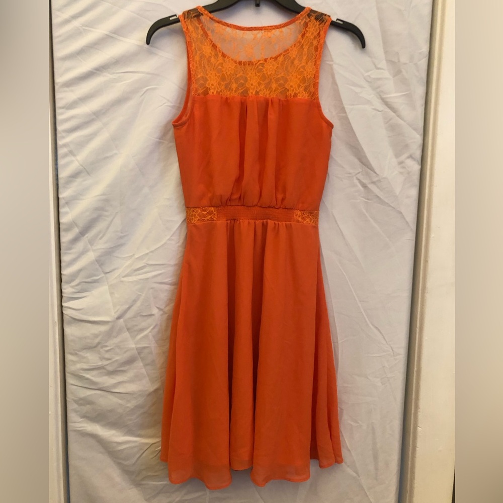 XS Sunday in Brooklyn Elegant Orange Lace Dress